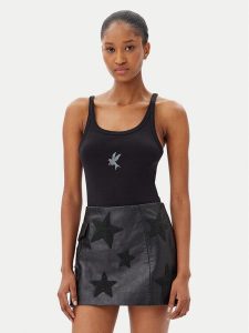 One Teaspoon Top Fine 26605 Czarny Slim Fit. Czarne topy One Teaspoon, s, bez wzorów, z bawełny, bez kołnierzyka, bez ramiączek. Za 119,99 zł.