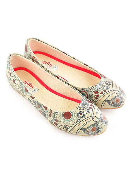 Goby Skórzane baleriny ze wzorem rozmiar: 40. Balerinki Goby, bez wzorów, bez obcasa, bez zapięcia. Za 153,34 zł.