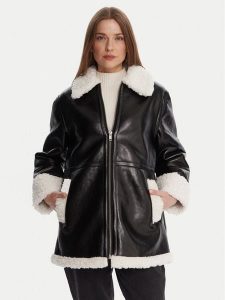 French Connection Kurtka z imitacji skóry 70ZAL Czarny Regular Fit. Czarne kurtki French Connection, s, bez wzorów, ze skóry, bez kaptura. Za 589,00 zł.