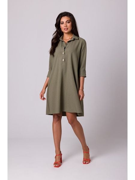 Be Wear Sukienka w kolorze oliwkowym rozmiar: XL. Brązowe sukienki Be Wear, xl, bez wzorów, bez kołnierzyka, bez ramiączek, midi, rozkloszowane. Za 162,49 zł.