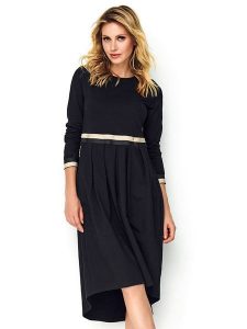 Made of emotion Sukienka w kolorze czarnym rozmiar: S. Czarne sukienki Made Of Emotion, na co dzień, s, bez wzorów, z asymetrycznym kołnierzem, bez ramiączek, midi, asymetryczne. Za 153,34 zł.