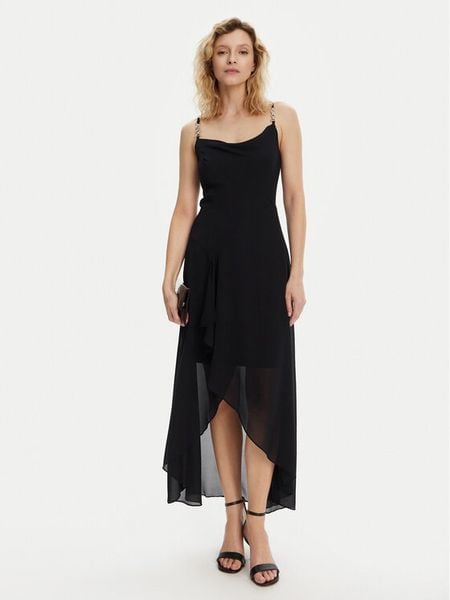 Morgan Sukienka koktajlowa 251-REMA Granatowy Slim Fit. Niebieskie kombinezony Morgan, bez wzorów, z syntetyku, wizytowe, bez kołnierzyka, bez ramiączek. Za 239,99 zł.