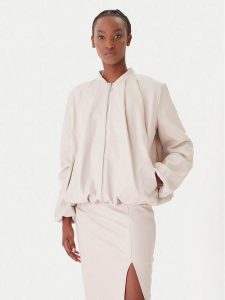Rinascimento Kurtka z imitacji skóry CFC0127530003 Beżowy Relaxed Fit. Brązowe kurtki Rinascimento, l, bez wzorów, ze skóry, bez kaptura. Za 558,99 zł.