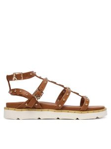 Patrizia Pepe Sandały PPJ398.24 Brązowy. Brązowe sandały Patrizia Pepe, bez wzorów, ze skóry, bez obcasa, na płaskiej podeszwie, bez zapięcia. Za 489,99 zł.