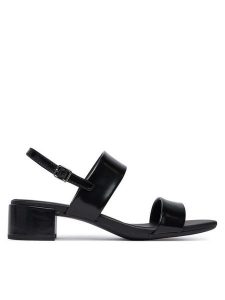 ECCO Sandały Liva 25030304001 Czarny. Czarne sandały ecco, bez wzorów, z lakierowanej skóry, bez obcasa, na słupku, bez zapięcia. Za 569,99 zł.