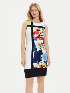 Joseph Ribkoff Sukienka letnia 241296 Kolorowy Slim Fit. Sukienki Joseph Ribkoff, na lato, bez wzorów, z syntetyku, bez kołnierzyka, bez ramiączek. Za 599,99 zł.