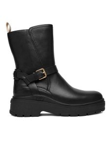 Liu Jo Botki Andrea 03 SF5097 P0102 Czarny. Czarne botki Liu Jo, bez wzorów, ze skóry, bez obcasa, na płaskiej podeszwie, bez zapięcia. Za 509,99 zł.