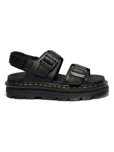 Dr. Martens Skórzane sandały "Zebzag" w kolorze czarnym rozmiar: 38. Czarne sandały Dr. Martens, bez wzorów, z otwartym noskiem, bez obcasa, na platformie, bez zapięcia. Za 485,95 zł.