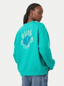 Quiksilver Bluza Standard Crew EQWFT03188 Turkusowy Regular Fit. Niebieskie bluzy Quiksilver, xs, bez wzorów, z bawełny, bez kaptura. Za 259,99 zł.