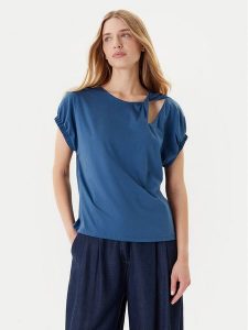 United Colors Of Benetton Bluzka 3J5CD109V Granatowy Relaxed Fit. Niebieskie bluzki United Colors of Benetton, m, bez wzorów, z bawełny, bez kołnierzyka, bez ramiączek. Za 109,99 zł.