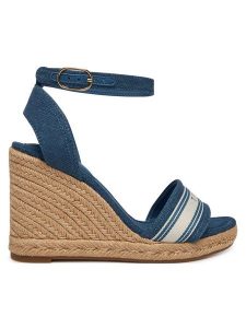 Tommy Hilfiger Espadryle High Wedge Espad Webbing FW0FW09342 Niebieski. Niebieskie czapki TOMMY HILFIGER, bez wzorów, z materiału. Za 201,99 zł.