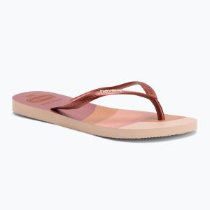 Japonki damskie Havaianas Slim Palette Glow. Czerwone klapki Havaianas, bez wzorów, bez obcasa. Za 99,99 zł.