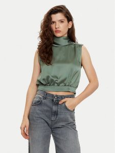 HUGO Bluzka Canile-1 50530475 Zielony Regular Fit. Zielone bluzki Hugo, bez wzorów, z syntetyku, bez kołnierzyka, bez ramiączek. Za 399,99 zł.