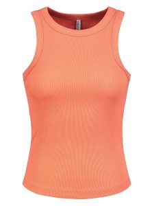 Sublevel Top w kolorze pomarańczowym rozmiar: L. Pomarańczowe topy Sublevel, l, bez wzorów, prążkowane, bez kołnierzyka, bez ramiączek. Za 39,99 zł.