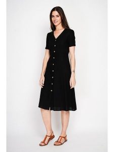 Le Jardin du Lin Lniana sukienka w kolorze czarnym rozmiar: 42. Czarne sukienki Le jardin du lin, bez wzorów, ze lnu, bez kołnierzyka, bez ramiączek, midi. Za 152,99 zł.