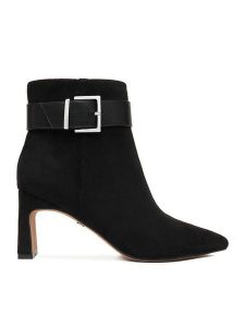 Nine West Botki CEO-LAMIA-01 Czarny. Czarne botki Nine West, bez wzorów, z materiału, bez obcasa, na słupku, bez zapięcia. Za 219,99 zł.