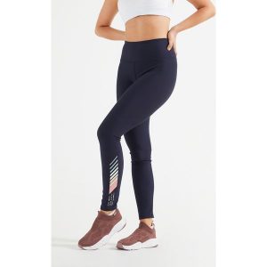 Legginsy fitness damskie Domyos. Czarne legginsy DOMYOS, bez wzorów, z elastanu, z podwyższonym stanem. Za 59,99 zł.