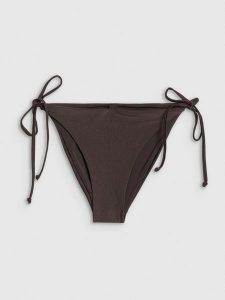 4F Dół od bikini damski - brązowy S. Brązowe bikini 4f, bez wzorów, z materiału. Za 49,99 zł.