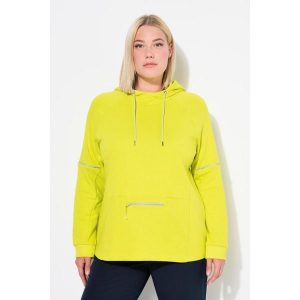 Damskie Bluza z kapturem odblaskowe lamówki kaptur kieszeń na zamek. Zielone bluzy Ulla Popken, plus size, bez wzorów, z bawełny, z kapturem. Za 294,99 zł.