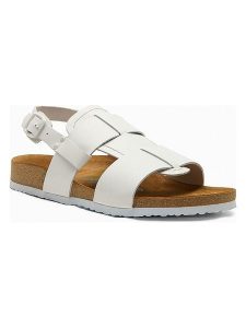 Comfortfusse Skórzane sandały "Likya" w kolorze białym rozmiar: 44. Białe sandały Comfortfüße, bez wzorów, z materiału, z otwartym noskiem, bez obcasa, bez zapięcia. Za 252,99 zł.
