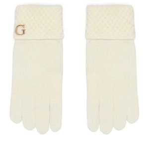 Rękawiczki Guess. Białe rękawiczki Guess, z aplikacjami, z dzianiny. Za 194,99 zł.