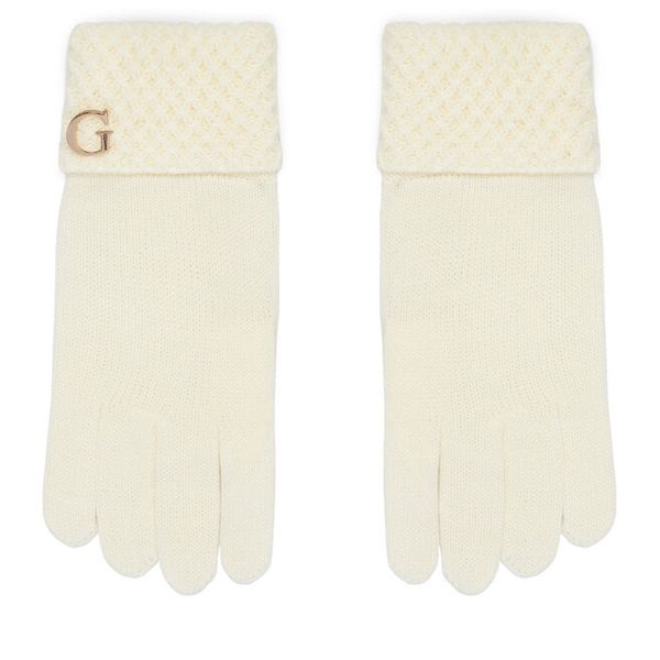 Rękawiczki Guess. Białe rękawiczki Guess, z aplikacjami, z dzianiny. Za 194,99 zł.