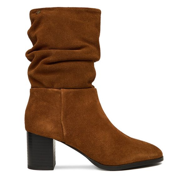 Botki Beverly Hills Polo Club. Brązowe botki Beverly Hills Polo Club, bez wzorów, bez obcasa, na słupku, bez zapięcia. Za 329,99 zł.