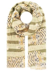 Zwillingsherz Szal "Striped Tiger" w kolorze beżowo-zielonym - 180 x 98 cm rozmiar: onesize. Brązowe szaliki Zwillingsherz, bez wzorów, z materiału. Za 111,59 zł.