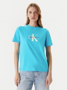 Calvin Klein Jeans T-Shirt Hero Classic LV047B865G Niebieski Regular Fit. Niebieskie t-shirty Calvin Klein Jeans, s, bez wzorów, z bawełny, bez kołnierzyka, bez ramiączek. Za 149,99 zł.