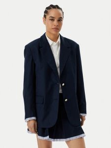 Tommy Jeans Marynarka DW0DW22601 Granatowy Boyfriend Fit. Niebieskie marynarki i żakiety Tommy Jeans, s, bez wzorów, z jeansu. Za 545,99 zł.