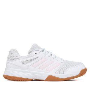 Buty halowe adidas. Białe buty sportowe ADIDAS, bez wzorów, bez zapięcia. Za 239,99 zł.