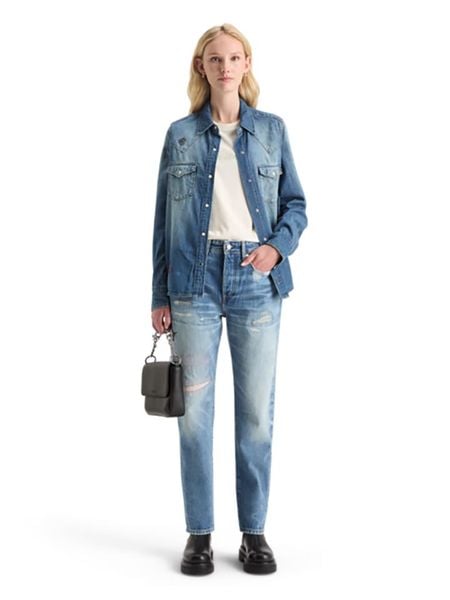 Scotch & Soda Dżinsy - Boyfriend fit - w kolorze niebieskim rozmiar: W28/L30. Niebieskie jeansy Scotch & Soda, z aplikacjami, z podwyższonym stanem. Za 219,08 zł.