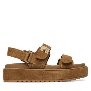 Sandały Steve Madden. Brązowe sandały Steve Madden, bez wzorów, bez obcasa, na płaskiej podeszwie, bez zapięcia. Za 559,99 zł.