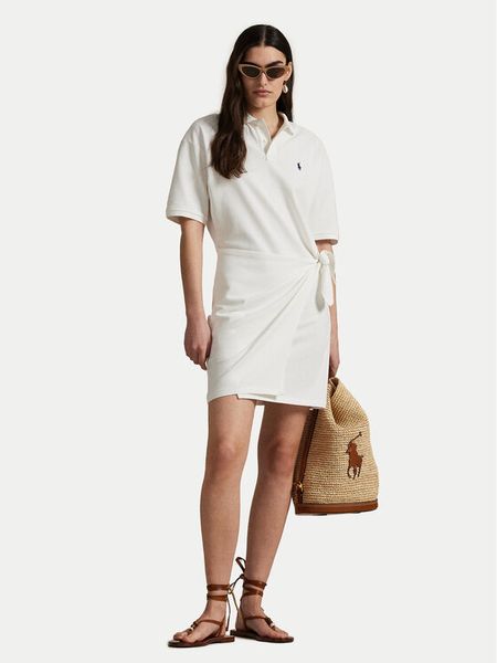Polo Ralph Lauren Sukienka codzienna 211A88516002 Biały Straight Fit. Białe sukienki Polo Ralph Lauren, na co dzień, m, bez wzorów, z bawełny, bez kołnierzyka, bez ramiączek, proste. Za 579,99 zł.