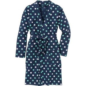 Szlafrok z dzianiny shirtowej bonprix ciemnoniebieski w kropki. Szlafroki marki bonprix. Za 74,99 zł.