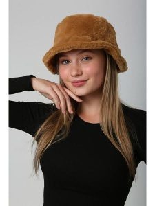 Lucky Bees Kapelusz w kolorze jasnobrązowym rozmiar: onesize. Brązowe kapelusze Lucky Bees, bez wzorów, z futra. Za 100,52 zł.