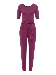 Les Lunes Kombinezon "Layla" w kolorze fioletowym rozmiar: M. Różowe kombinezony Les Lunes, m, bez wzorów, z tkaniny, klasyczne, bez kołnierzyka, bez ramiączek. Za 252,99 zł.