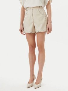 Bruuns Bazaar Szorty z imitacji skóry Tullamo BBW4393 Beżowy Regular Fit. Brązowe szorty Bruuns Bazaar, bez wzorów, ze skóry. Za 379,99 zł.