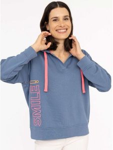 Zwillingsherz Bluza "Smile" w kolorze niebieskim rozmiar: S/M. Niebieskie bluzy Zwillingsherz, m, bez wzorów, z kapturem. Za 176,08 zł.