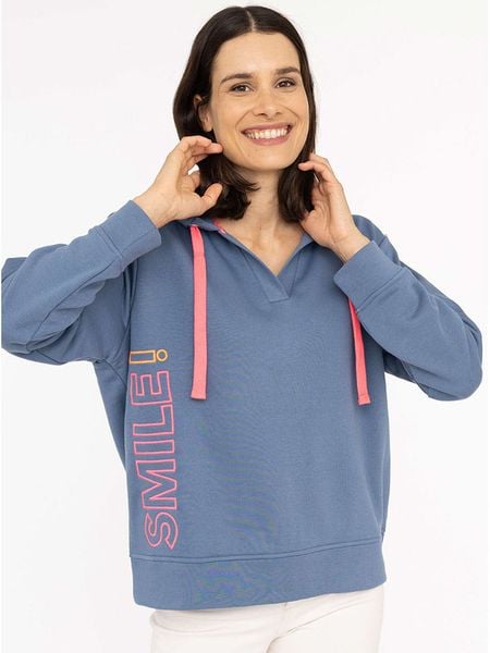 Zwillingsherz Bluza "Smile" w kolorze niebieskim rozmiar: L/XL. Niebieskie bluzy Zwillingsherz, l, bez wzorów, z kapturem. Za 197,63 zł.