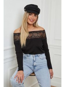 Plus Size Company Bluzka "Hurel" w kolorze czarnym rozmiar: 46. Czarne bluzki Plus Size Company, plus size, bez wzorów, z koronki, klasyczne, bez kołnierzyka, plus size, bez ramiączek. Za 97,28 zł.