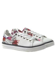 Goby Skórzane sneakersy w kolorze biało-czerwonym rozmiar: 42. Białe trampki Goby, bez wzorów, bez zapięcia. Za 263,53 zł.
