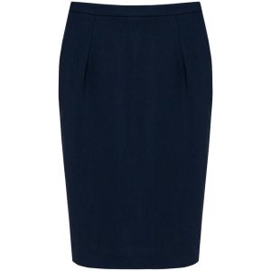 Damska prosta spódnica Kariban Premium. Niebieskie spódnice KARIBAN, na co dzień, bez wzorów, z materiału, wizytowe. W wyprzedaży za 284,00 zł.