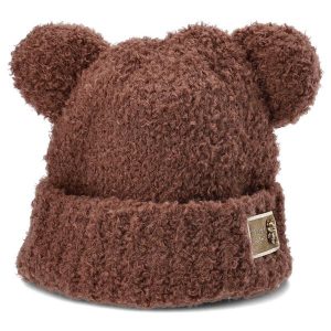 Brązowa Ciepła Czapka Miś Damska Armodo. Brązowe czapki Armodo, z aplikacjami, z tkaniny, eleganckie. Za 69,99 zł.