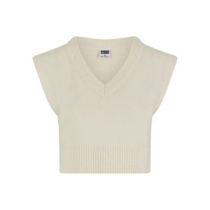 Top bez rękawów dla kobiet Urban Classics. Białe swetry klasyczne Urban Classics, na zimę, bez kołnierzyka. Za 191,00 zł.