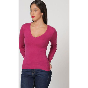 Sweter w kolorze jagodowym. Czerwone swetry klasyczne marki William de Faye, z kaszmiru. W wyprzedaży za 136,95 zł.