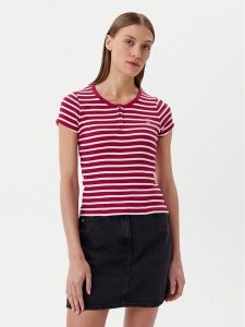 Tommy Jeans T-Shirt DW0DW19502 Różowy Slim Fit. Czerwone t-shirty Tommy Jeans, l, bez wzorów, z bawełny, bez kołnierzyka, bez ramiączek. Za 119,99 zł.