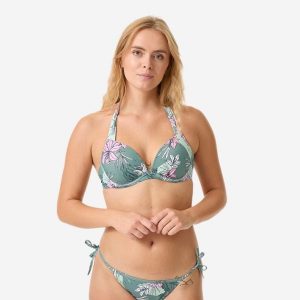 Góra kostiumu kąpielowego damska Decathlon Elena Numea. Brązowe bikini DECATHLON, bez wzorów, z elastanu. Za 79,99 zł.