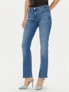 Guess Jeansy W4BA15 D5HB1 Niebieski. Niebieskie jeansy Guess, z aplikacjami, z bawełny. Za 599,99 zł.