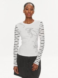 Desigual Bluzka Boston 24SWTK70 Biały Slim Fit. Białe bluzki Desigual, m, bez wzorów, z bawełny, bez kołnierzyka, bez ramiączek. Za 179,99 zł.